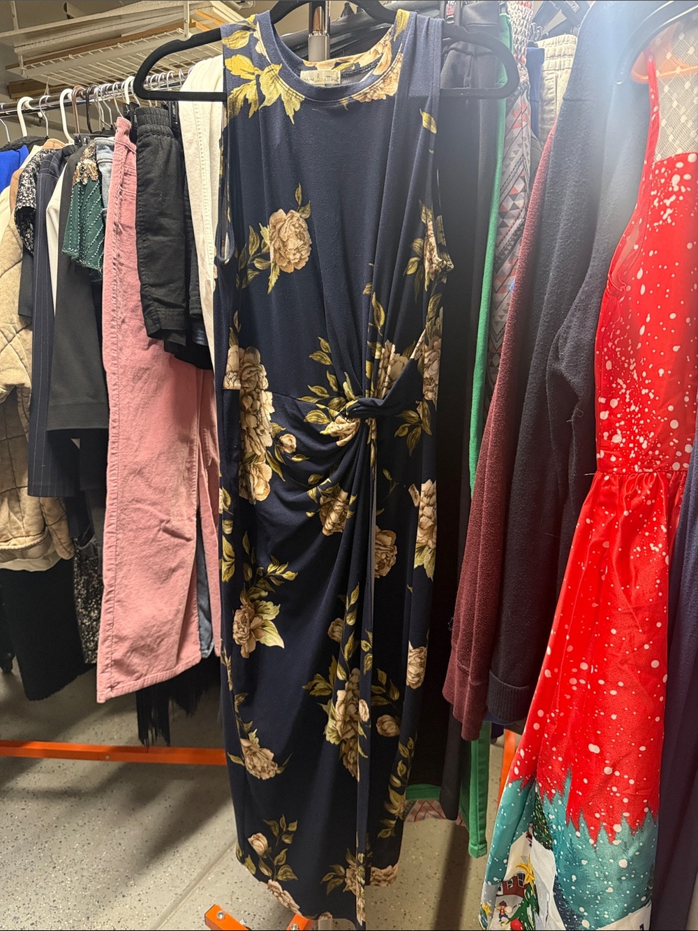 nine britton Navy Floral Twist-Knot Maxi Dress